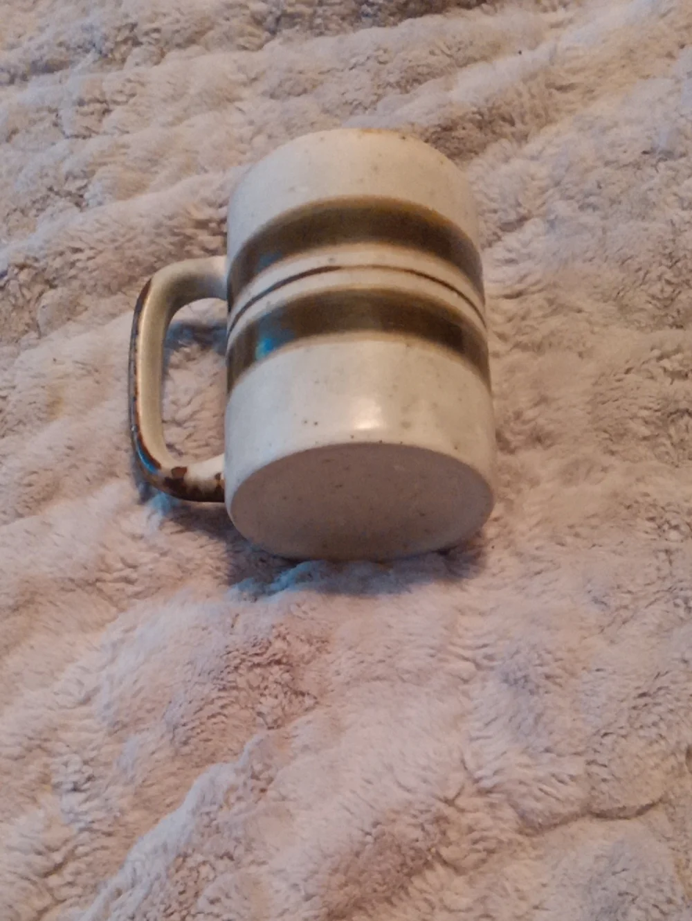 Speckled Ceramic Coffee Mug with Brown Stripes